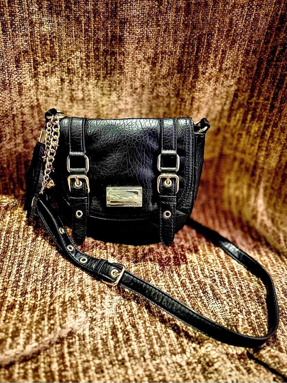 Juicy Couture Faux Leather Double Buckle Crossbody Bag